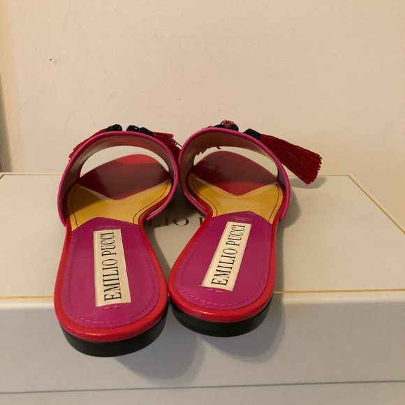 EMILIO PUCCI Printed Slide Sandals with Tassels 38 - Picture 6 of 8